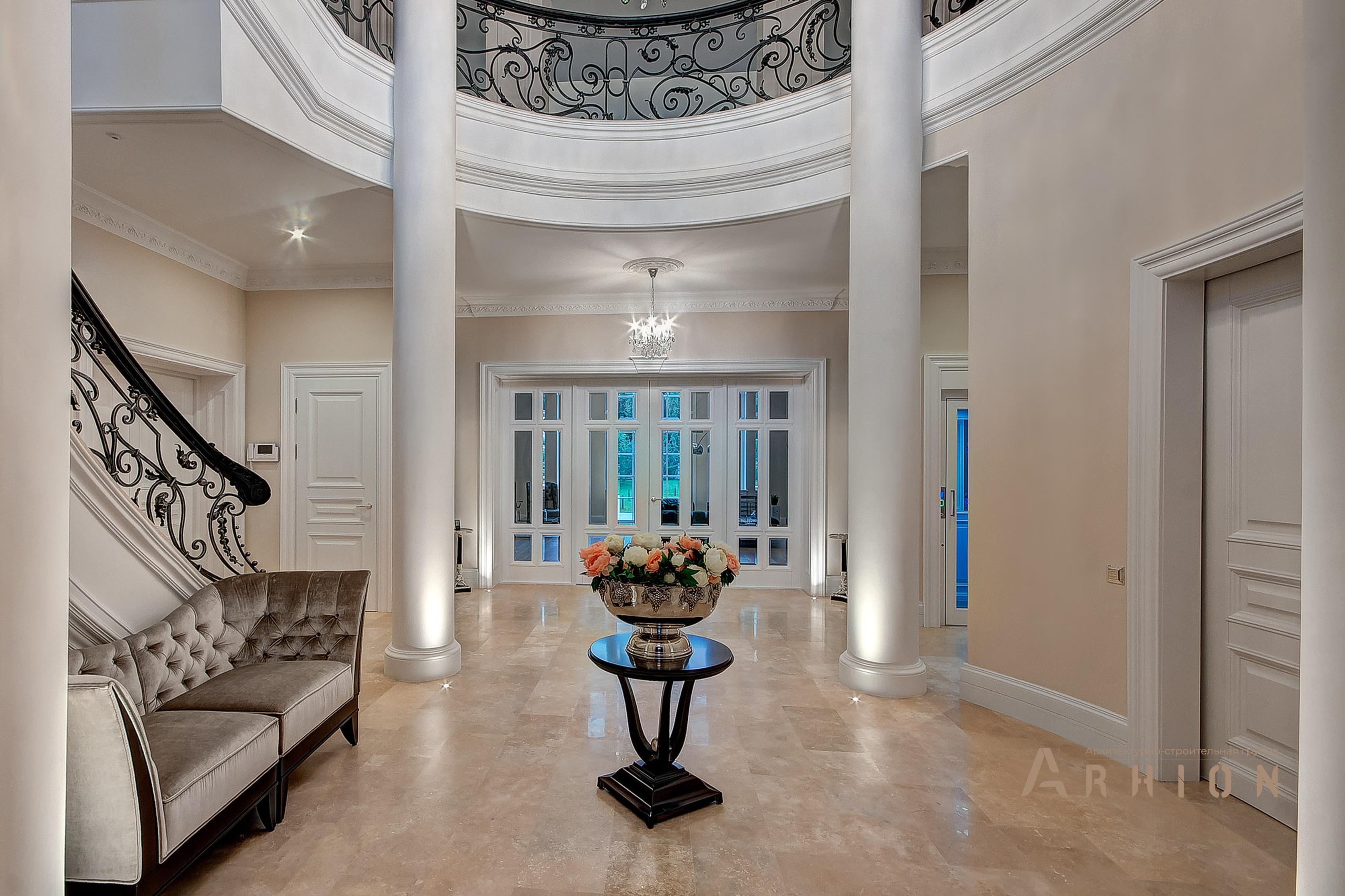 11. Проект трехэтажного дома в классическом стиле с многоскатной кровлей, gk-01, площадью - 1200 кв c сауной, терассой, эркером, вторым светом